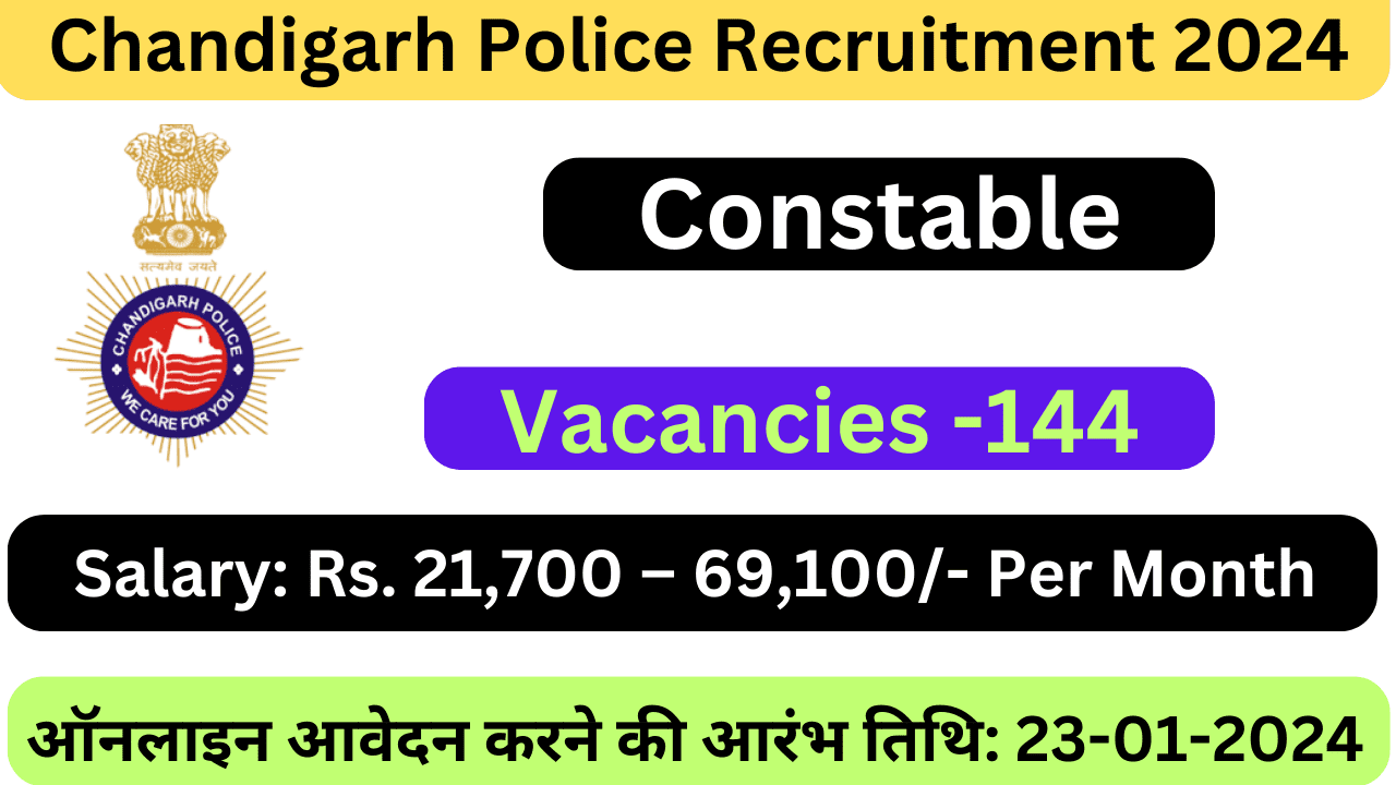 Chandigarh Police Recruitment 2024 Apply Online For 144 Constable